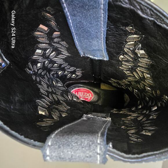 Laredo Western Leather Boots Sanded Blue Snip Toe Cutout Cowgirl Women's 10M - Picture 8 of 9